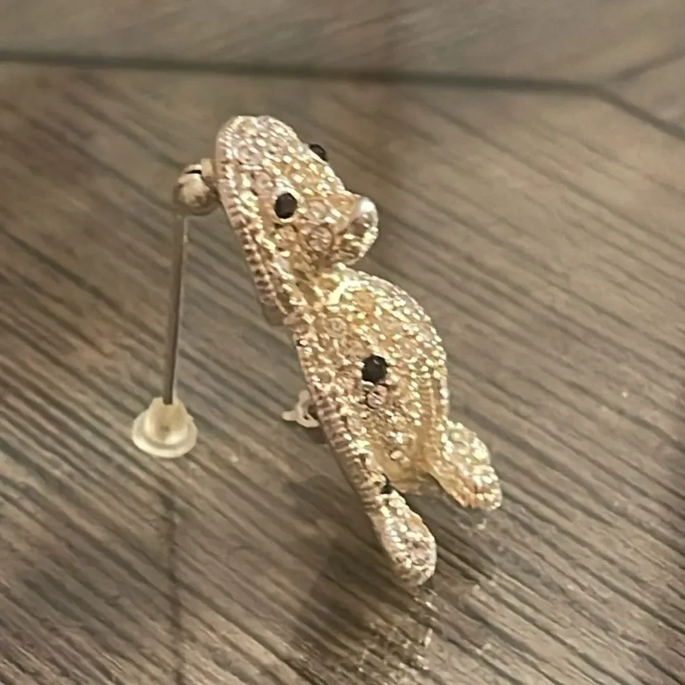 Vintage NAPIER Silver-tone Rhinestone Spotted Dog Pin Rhinestone Dalmatian Pin
